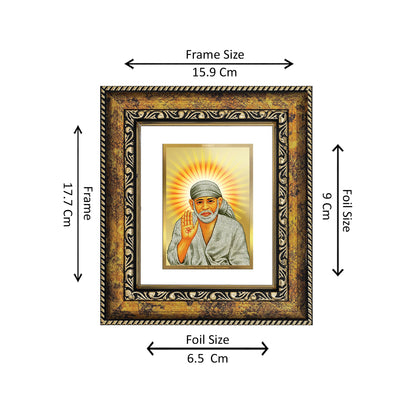 DIVINITI 24K Gold Plated Foil Shirdi Sai Baba Wall Photo Frame, Table Decor for Home & Office Decor Gift Items DG 113 Size 1 (17.7x15.9 CM)