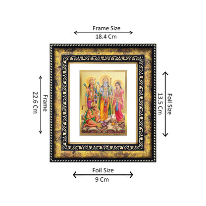 DIVINITI 24K Gold Plated Shri Ram Darbar Premium Photo Frame Idol for Puja Room, Home Wall Decor, Workshop, Table Top, Premium Gift|DG113 Size 2 (22.6x18.4 CM)
