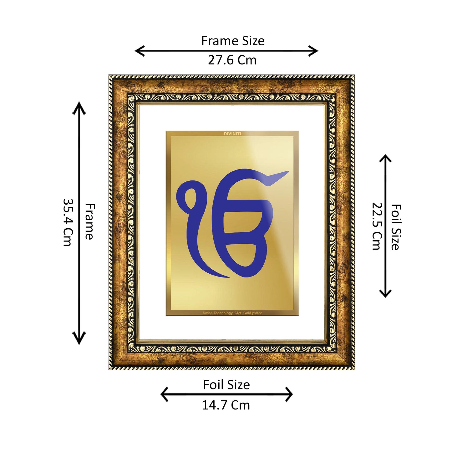 DIVINITI 24K Gold Plated Ik Onkar Wall Photo Frame for Home Decor, Wall Hanging, Table Top, Puja Room & Gift DG113S3 (27.6X35.4 CM)