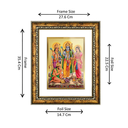 DIVINITI 24K Gold Plated Foil Ram Darbar Wall Photo Frame for Home Decor, Wall Hanging, Table Top, Puja Room & Gift DG113S3 (27.6X35.4 CM)