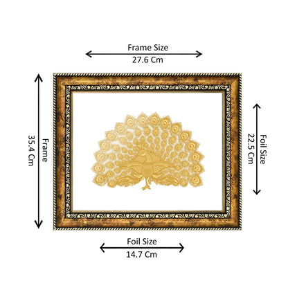 Diviniti 24K Gold Plated Foil Peacock Photo Frame for Home Décor, Wall Hanging, Living Room, Hall, Guest Room, Showpiece & Gift DG113S3 (27.6X35.4 CM)