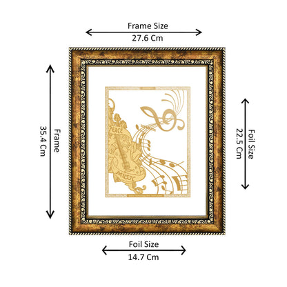 Diviniti 24K Gold Plated Foil Musical Note Photo Frame for Home Decor, Living Room, Hall, Guest Room, Table Top, Showpiece & Gift DG113S3 (27.6X35.4 CM)