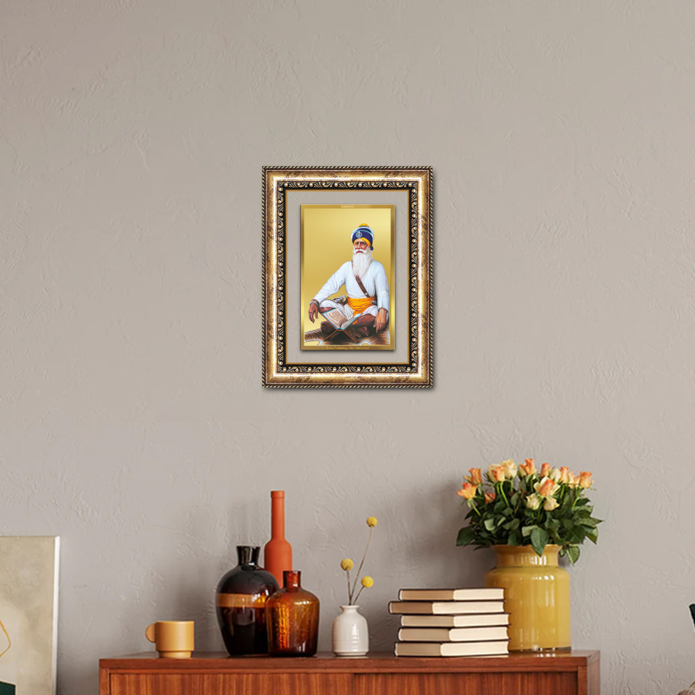 Diviniti 24K Gold Plated Baba Deep Singh Sacred Sikh Wall Frame for Home Decor & Office Ambiance | Premium Spiritual Gift