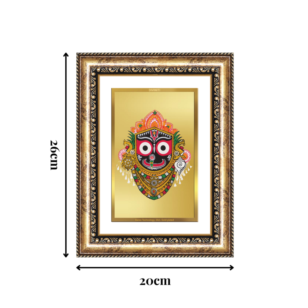 Diviniti 24K Gold Plated Jagannath (Classic) Divine Wall Frame for Home Mandir & Office Decor | Luxury Spiritual Gift