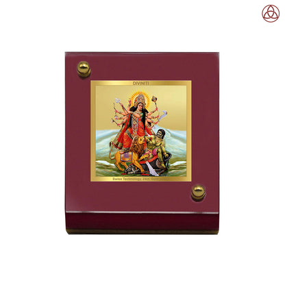 Durga Mahishasura | Divine Goddess Durga Car Dashboard & Tabletop Photo Frame in 24K Gold Plated Foil