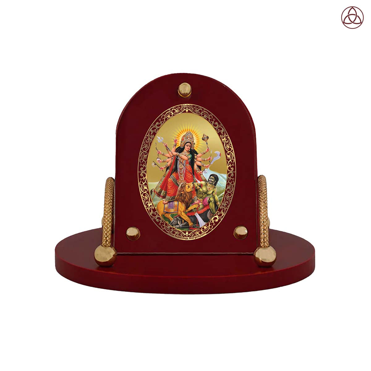 Durga Mahishasura | Divine Goddess Durga Car Dashboard & Tabletop Photo Frame in 24K Gold Plated Foil