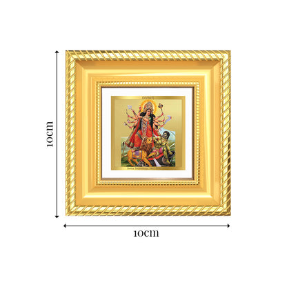 Diviniti Durga Mahishasura Mardini Tabletop Frame in 24K Gold Plated Foil | Power, Victory & Divine Protection | DG015S1A (10x10 CM)