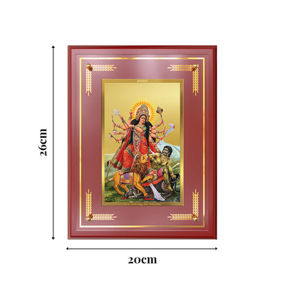 Durga-Mahishasura Mardini | Goddess Durga Slaying Mahishasura Wall & Tabletop Frame in 24K Gold Plated Foil