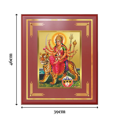 Durga Sherawali Mata with Pind | Divine Wall Mount Photo Frame in 24K Gold Plated Foil