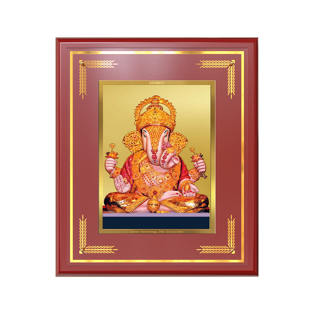 Dagdu Ganesh | Shri Dagdusheth Halwai Ganpati Wall & Tabletop Frame in 24K Gold Plated Foil