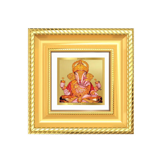 Dagdu Ganesh tabletop frame in a beautifully designed 24K gold plated frame featuring Lord Ganesh.