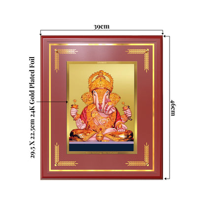 Dagdu Ganesh | Shri Dagdusheth Halwai Ganpati Wall & Tabletop Frame in 24K Gold Plated Foil