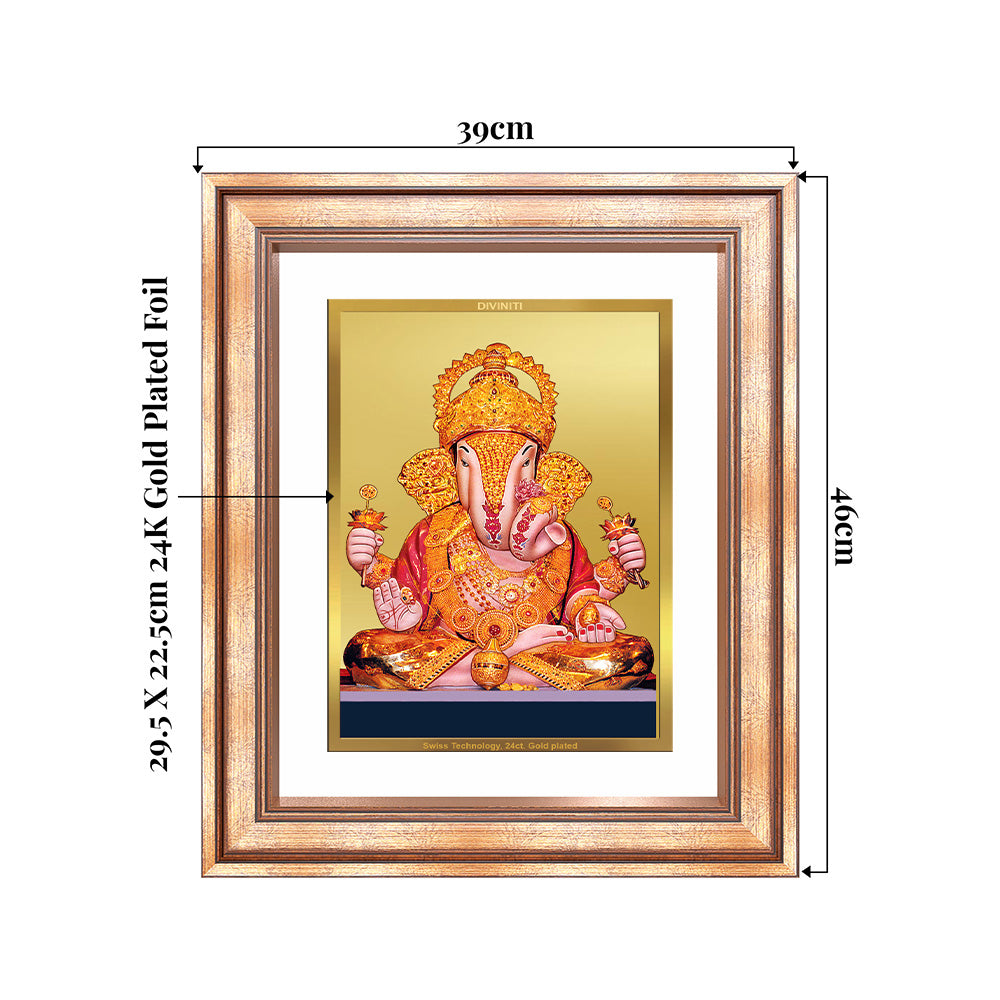 Dagdu Ganesh | Shri Dagdusheth Halwai Ganpati Wall & Tabletop Frame in 24K Gold Plated Foil