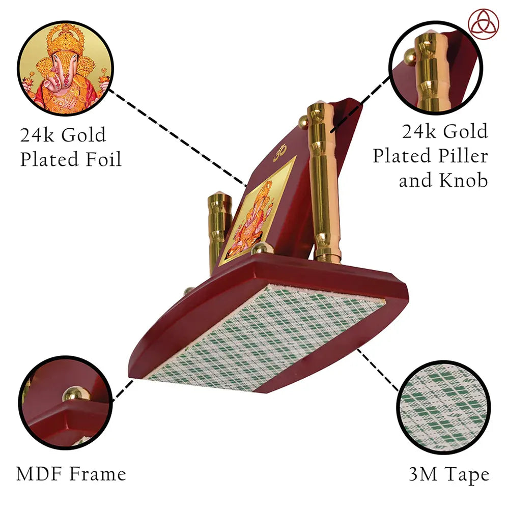 Dagdu Ganesh | Shri Dagdusheth Halwai Ganpati Car Dashboard Frame in 24K Gold Plated Foil