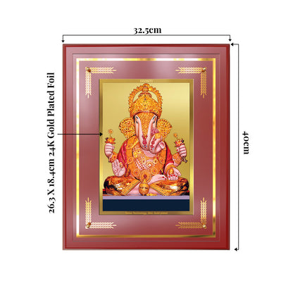 Dagdu Ganesh | Shri Dagdusheth Halwai Ganpati Wall & Tabletop Frame in 24K Gold Plated Foil