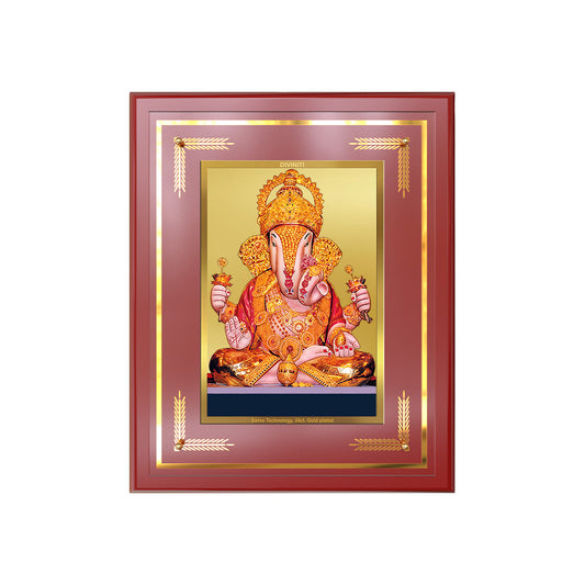 Dagdu Ganesh | Shri Dagdusheth Halwai Ganpati Wall & Tabletop Frame in 24K Gold Plated Foil