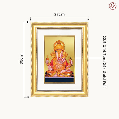 Dagdu Ganesh | Shri Dagdusheth Halwai Ganpati Wall Photo Frame in 24K Gold Plated Foil
