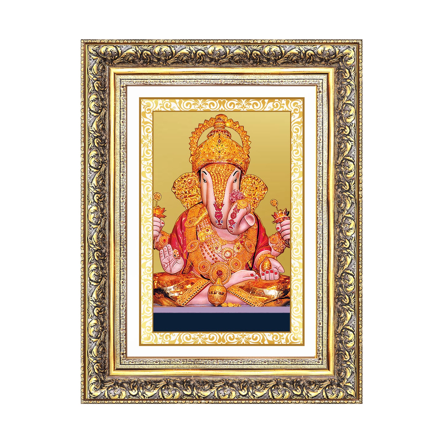 Dagdu Ganesh | Shri Dagdusheth Halwai Ganpati Wall Photo Frame in 24K Gold Plated Foil