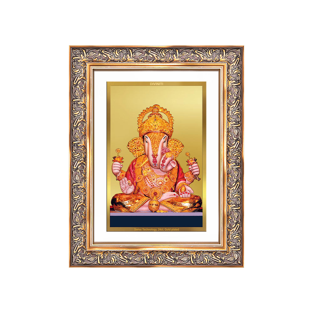 Dagdu Ganesh | Shri Dagdusheth Halwai Ganpati Wall Photo Frame in 24K Gold Plated Foil