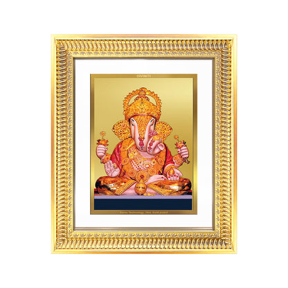 Dagdu Ganesh Wall & Tabletop Frame in 24K Gold Plated Foil showcasing Shri Dagdusheth Halwai Ganpati.
