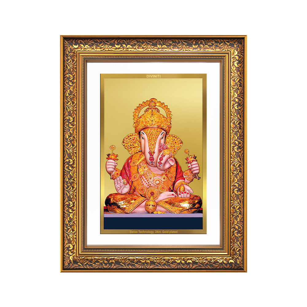 Dagdu Ganesh | Shri Dagdusheth Halwai Ganpati Wall Photo Frame in 24K Gold Plated Foil