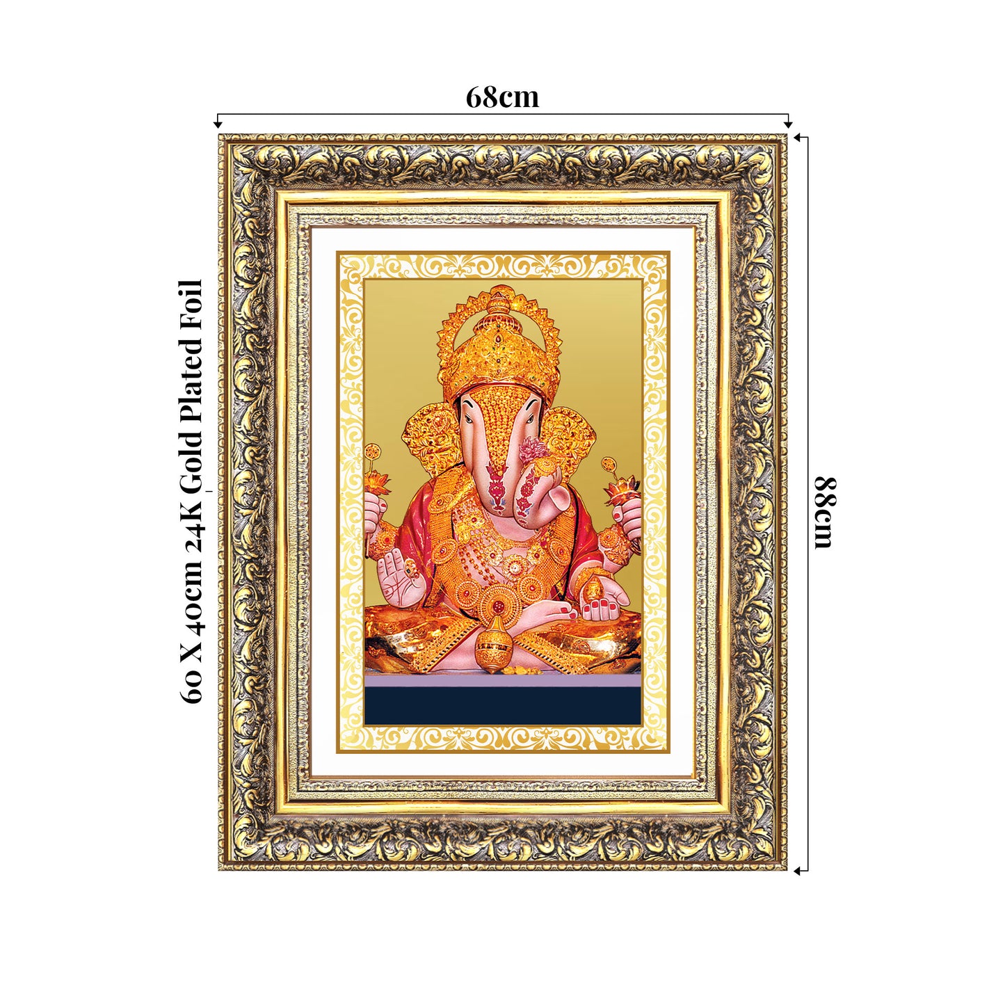 Dagdu Ganesh | Shri Dagdusheth Halwai Ganpati Wall Photo Frame in 24K Gold Plated Foil