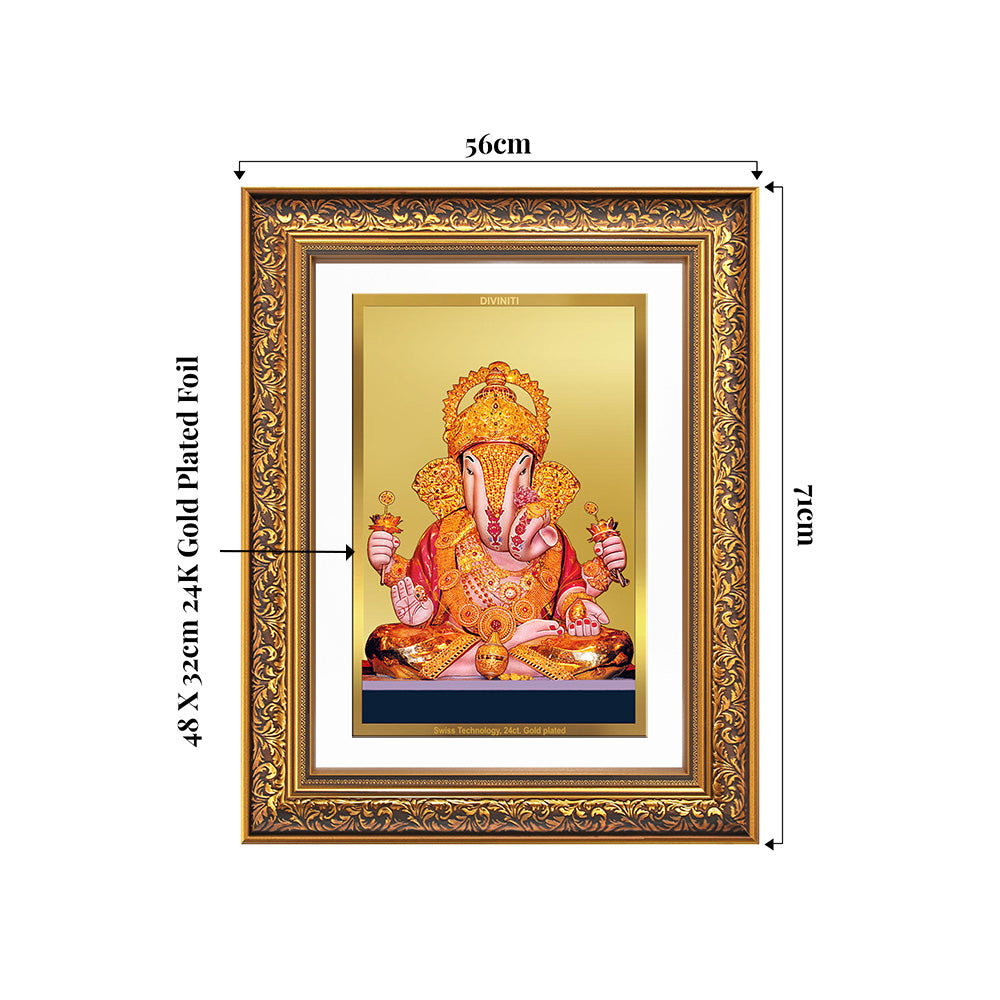 Dagdu Ganesh | Shri Dagdusheth Halwai Ganpati Wall Photo Frame in 24K Gold Plated Foil
