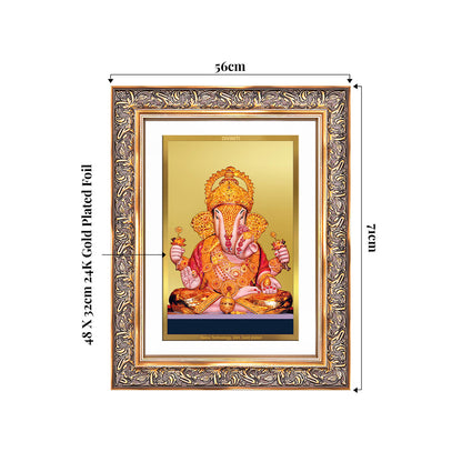 Dagdu Ganesh | Shri Dagdusheth Halwai Ganpati Wall Photo Frame in 24K Gold Plated Foil