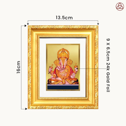 Dagdu Ganesh | Shri Dagdusheth Halwai Ganpati Wall Hanging & Tabletop Frame in 24K Gold Plated Foil