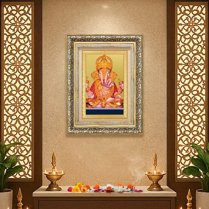Dagdu Ganesh | Shri Dagdusheth Halwai Ganpati Wall Photo Frame in 24K Gold Plated Foil