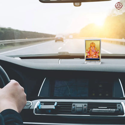 Dagdu Ganesh | Shri Dagdusheth Halwai Ganpati Car Dashboard Frame in 24K Gold Plated Foil