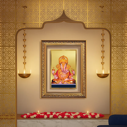 Dagdu Ganesh | Shri Dagdusheth Halwai Ganpati Wall Photo Frame in 24K Gold Plated Foil