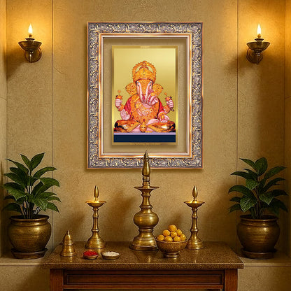 Dagdu Ganesh | Shri Dagdusheth Halwai Ganpati Wall Photo Frame in 24K Gold Plated Foil