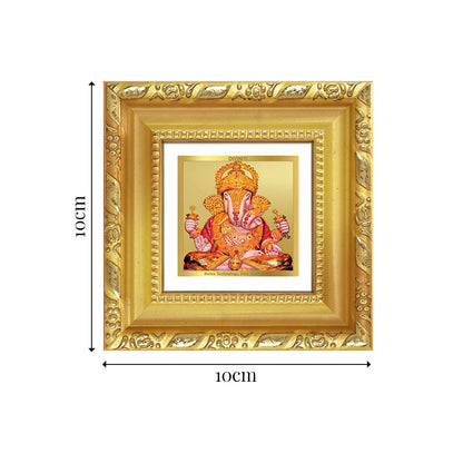 Diviniti Dagdu Ganesh (Shri Dagdusheth Halwai Ganpati) Tabletop Photo Frame in 24K Gold Plated Foil | Prosperity, Wisdom & Auspicious Blessings | DG103S1A (10x10 CM)