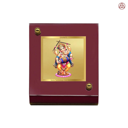 Dancing Ganesha | Divine Lord Ganesha Car Dashboard & Tabletop Photo Frame in 24K Gold Plated Foil