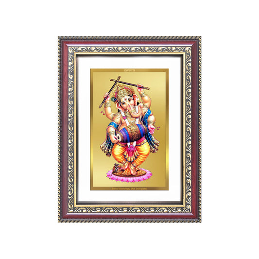 Dancing Ganesha | Nritya Ganapati Wall and Tabletop Photo Frame in 24K Gold Plated Foil