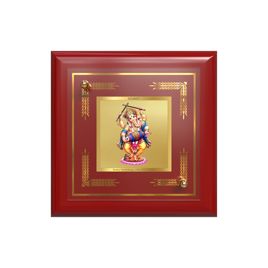 Dancing Ganesha on 24K Gold | Nritya Ganapati Tabletop Frame in 24K Gold Plated Foil