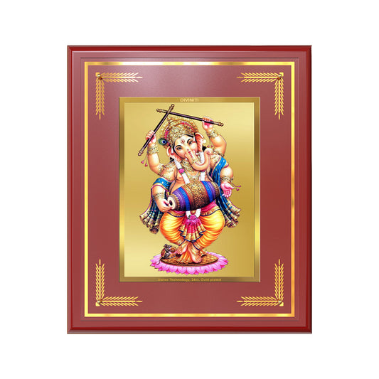 Dancing Ganesha on 24K Gold | Nritya Ganapati Wall & Tabletop Frame in 24K Gold Plated Foil