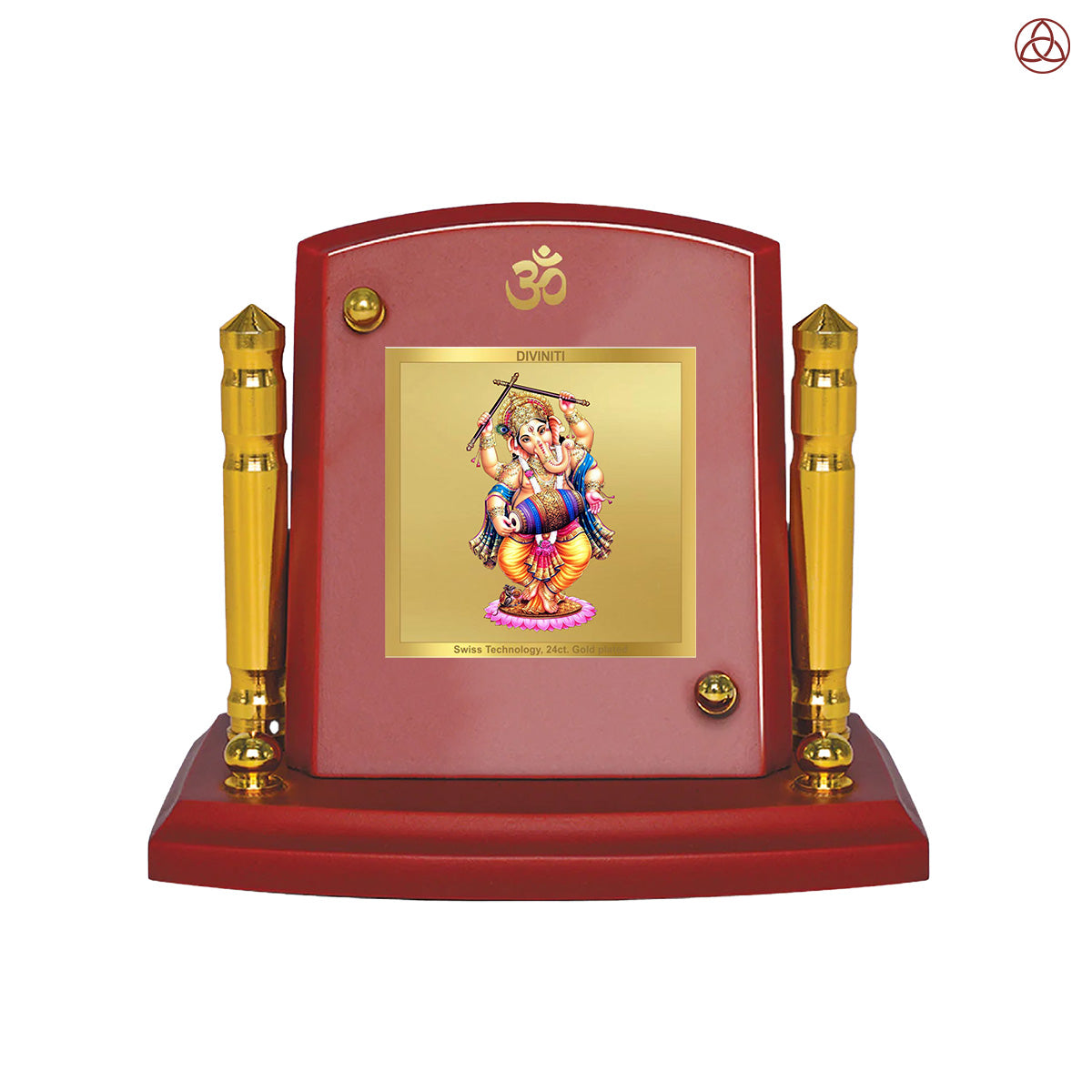 Dancing Ganesha | Symbol of Joy, Energy, and Auspicious Beginnings Car Dashboard Frame in 24K Gold Plated Foil