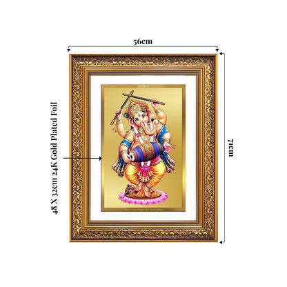Dancing Ganesha on 24K Gold | Nritya Ganapati Wall Photo Frame in 24K Gold Plated Foil