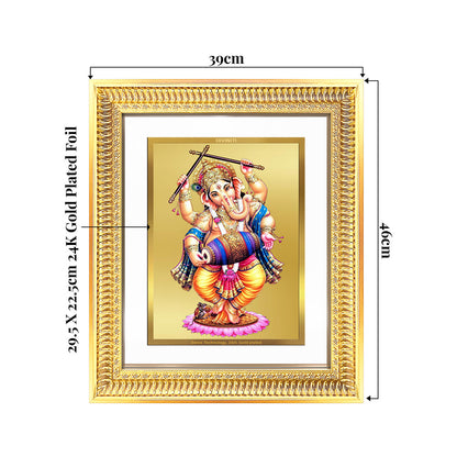 Dancing Ganesha on 24K Gold | Nritya Ganapati Wall & Tabletop Frame in 24K Gold Plated Foil
