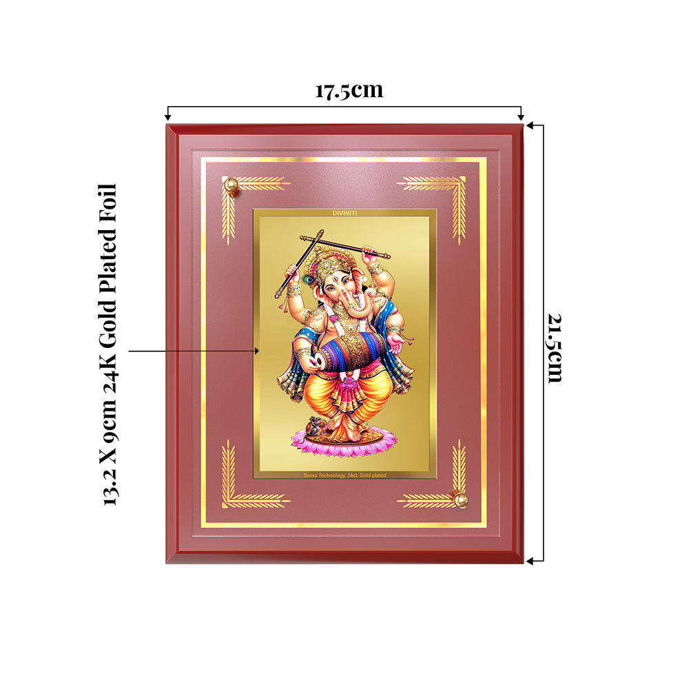 Dancing Ganesha | Nritya Ganapati Wall and Tabletop Photo Frame in 24K Gold Plated Foil