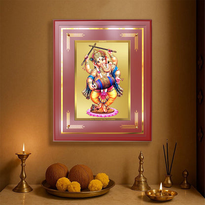 Dancing Ganesha on 24K Gold | Nritya Ganapati Wall & Tabletop Frame in 24K Gold Plated Foil