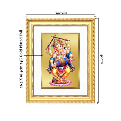 Dancing Ganesha on 24K Gold | Nritya Ganapati Wall & Tabletop Frame in 24K Gold Plated Foil