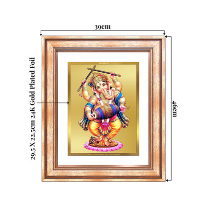 Dancing Ganesha on 24K Gold | Nritya Ganapati Wall & Tabletop Frame in 24K Gold Plated Foil