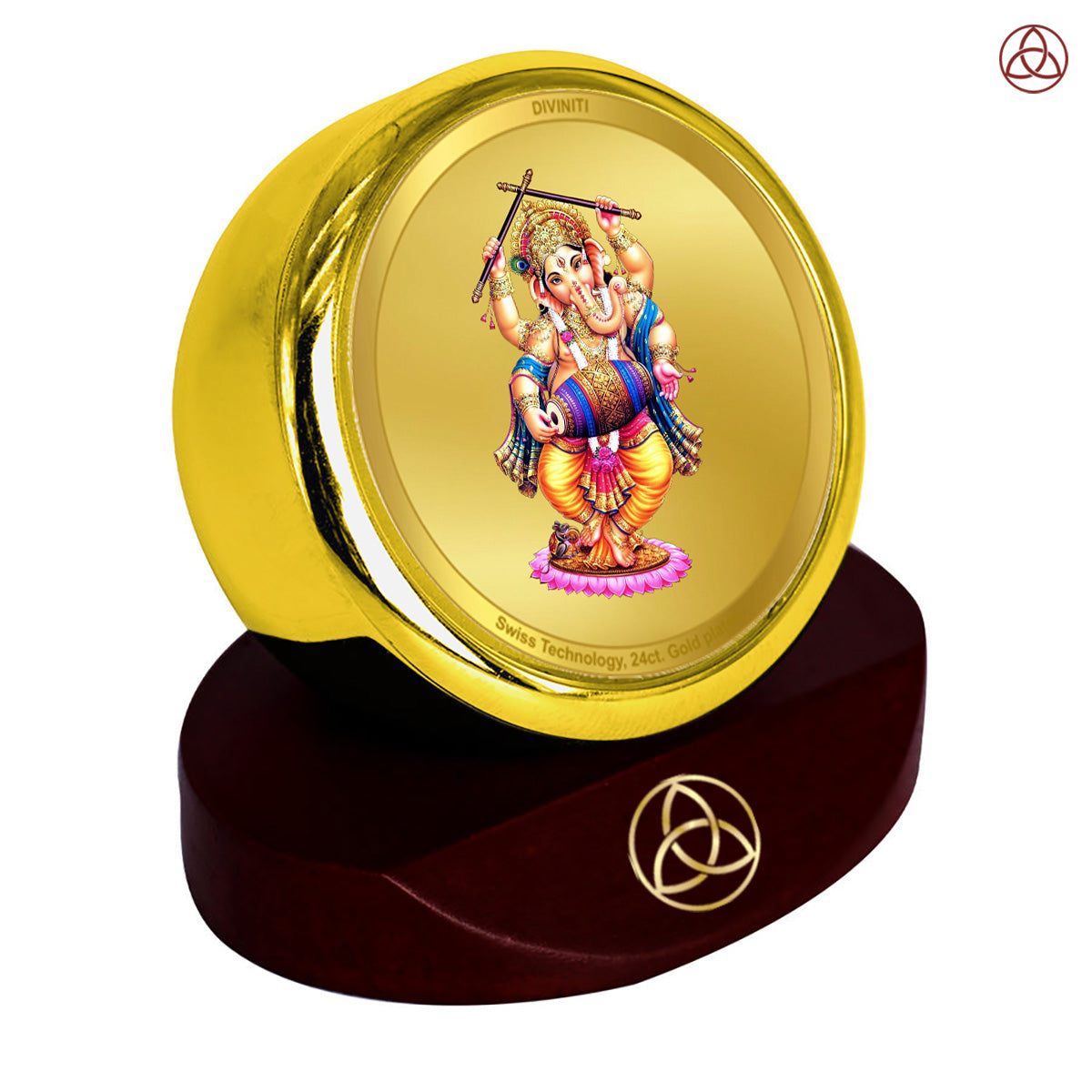 Dancing Ganesha | Divine Lord Ganesha Car Dashboard & Tabletop Photo Frame in 24K Gold Plated Foil
