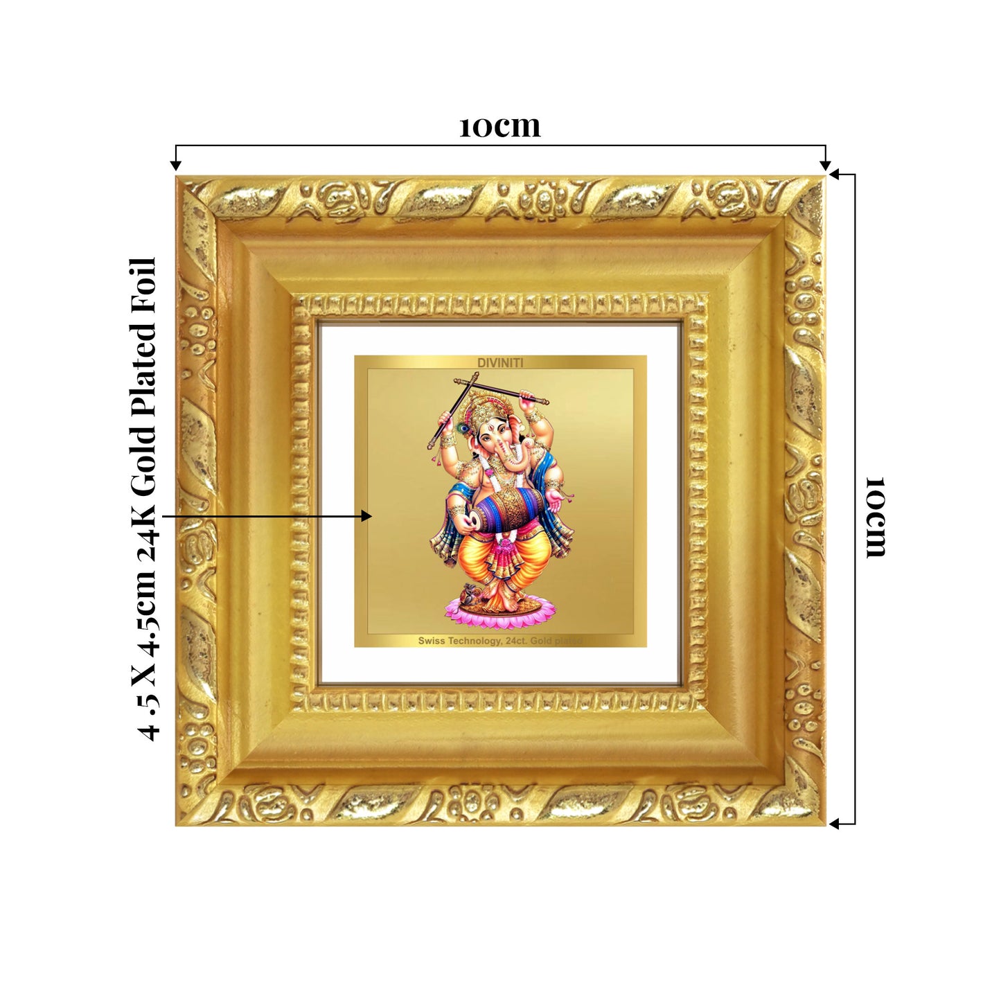 Dancing Ganesha on 24K Gold | Nritya Ganapati Tabletop Frame in 24K Gold Plated Foil