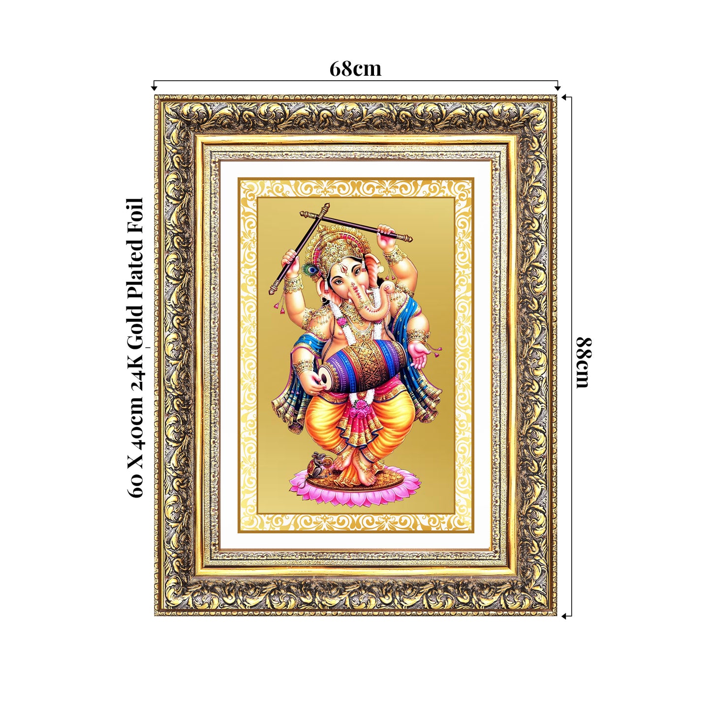Dancing Ganesha | Nritya Ganapati Wall Photo Frame in 24K Gold Plated Foil