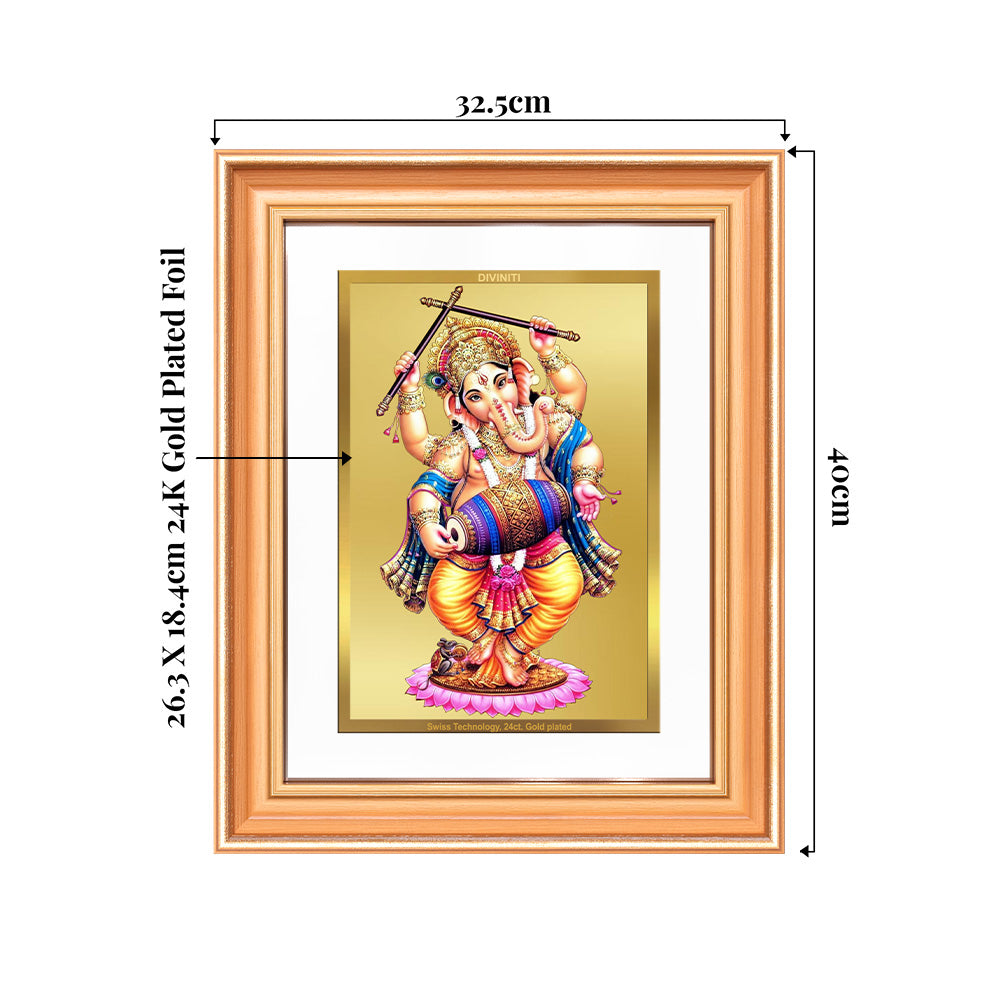 Dancing Ganesha on 24K Gold | Nritya Ganapati Wall & Tabletop Frame in 24K Gold Plated Foil