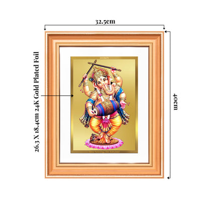 Dancing Ganesha on 24K Gold | Nritya Ganapati Wall & Tabletop Frame in 24K Gold Plated Foil
